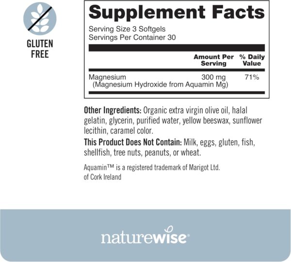 Naturewise Magnesium 300 Mg Aquamin 90 softgels - Image 2